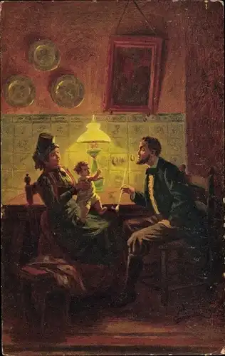 Künstler Ak Gerstenhauer, J. G., Familienbild, Frau mit Baby, Tracht, Wandteller