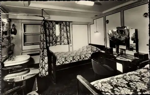 Ak CGT French Line, Kabine 1. Klasse, Dampfer Liberté