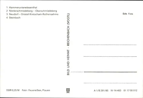 Ak Dampflokomotiven im Erzgebirge, Hammerunterwiesenthal, Niederschmiedeberg, Steinbach, Kretscham