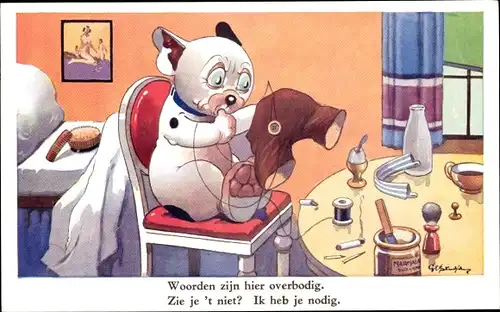 Künstler Ak Studdy, Bonzo the Dog, Woorden zijn hier overbodig. Zie je 't niet?, Hund näht Hose
