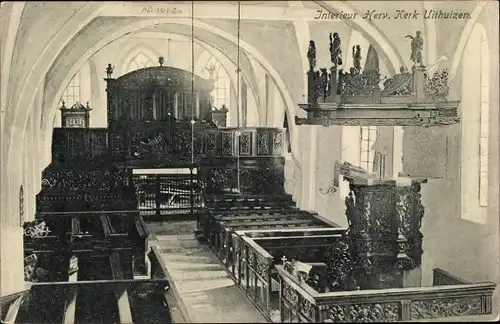 Ak Uithuizen Groningen, Interieur Herv. Kerk