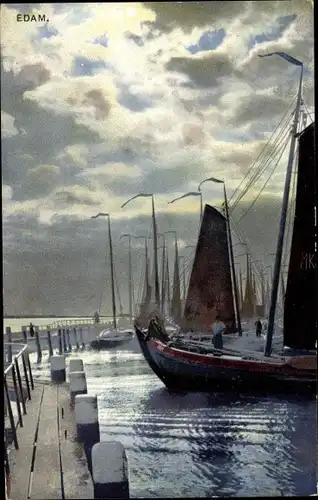 Ak Edam Volendam Nordholland Niederlande, Hafen, Nenke und Ostermaier 1435