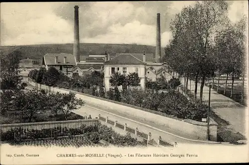 Ak Charmes sur Moselle Vosges, Les Filatures Heritiers Georges Perrin, Fabrik