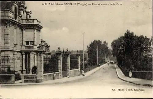 Ak Charmes sur Moselle Vosges, Pont et avenue de la Gare, Brücke