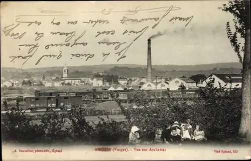 Ak Arches Vosges, Vue sur Archettes, Gesamtansicht, Schornstein