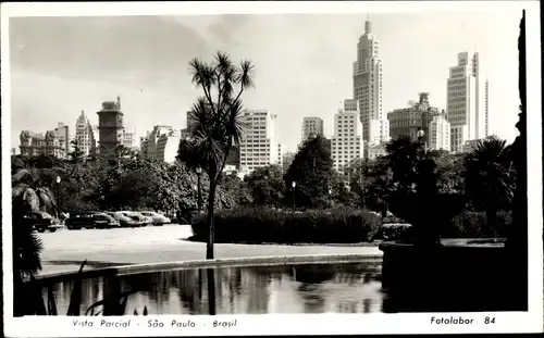 Ak São Paulo Brasilien, Vista Parcial, Park, Hochhäuser, See