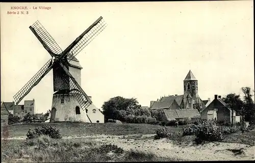 Ak Knokke Heist Heyst Knocke sur Mer Westflandern, Le Village, Windmühle, Kirche, Teilansicht