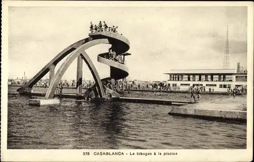 Ak Casablanca Marokko, Le tobogan a la piscine