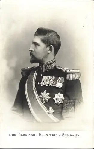 Ak Ferdinand Kronprinz von Rumänien, Portrait in Uniform, Orden
