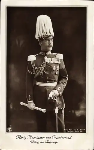 Ak König Konstantin von Griechenland, Portrait in Uniform, Orden