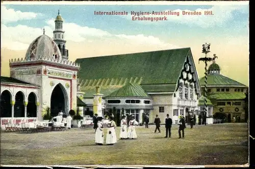 Ak Dresden Altstadt, Internationale Hygiene Ausstellung 1911, Erholungspark