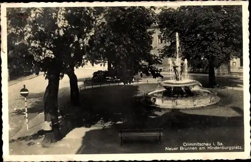 Ak Crimmitschau in Sachsen, Neuer Brunnen am Hindenburgplatz