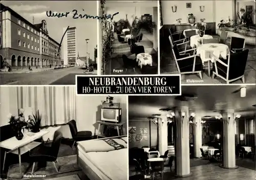 Ak Neubrandenburg in Mecklenburg, HO Hotel Zu den vier Toren
