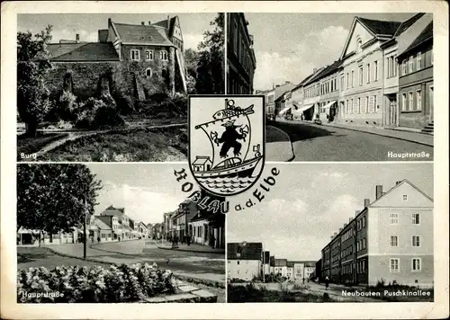 Ak Roßlau an der Elbe Sachsen Anhalt, Burg, Hauptstraße, Neubauten Puschkinallee