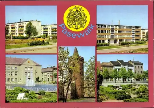 Ak Pasewalk, Straße der Jugend, Ernst Thälmann Platz, Pulverturm, Friedrich Wolf Oberschule