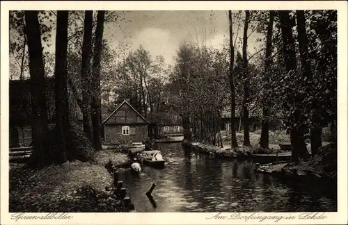 Ak Lehde Lübbenau im Spreewald, Partie am Dorfeingang, Panorama