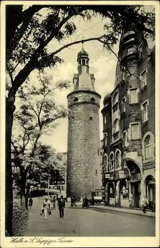 Ak Halle an der Saale, Blick auf den Leipziger Turm