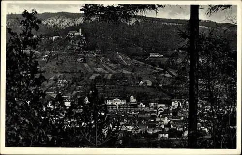 Ak Bad Blankenburg in Thüringen, Teilansicht mit Burg Greifenstein, Waldhaus Tanneck