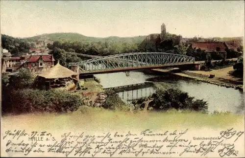 Ak Halle an der Saale, Giebichenstein, Fluss, Brücke