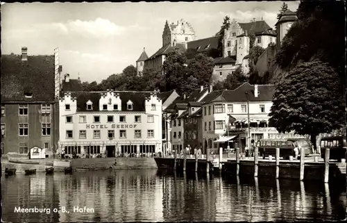 Ak Meersburg am Bodensee, Hafenpartie, Hotel Seehof