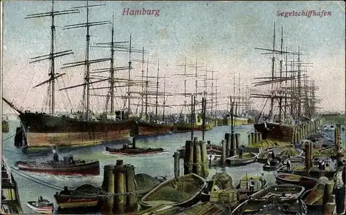 Ak Hamburg Mitte Altstadt, Segelschiffhafen, Schiffe