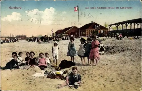 Ak Hamburg, Der Neue Kinderspielplatz am Köhlbrandt, Kinder, Strand