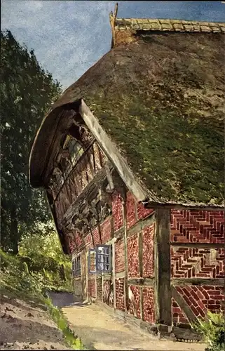 Künstler Ak Haase, H., Hamburg Bergedorf Curslack, Hufnerhaus, erbaut 1663