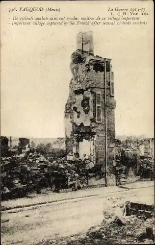 Ak Vauquois Meuse, Kriegszerstörungen, Überreste eines Gebäudes, 1. Weltkrieg