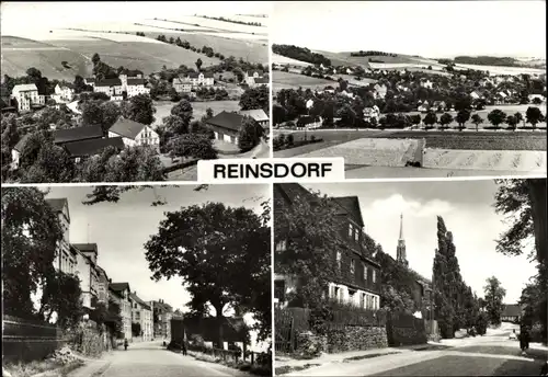Ak Reinsdorf in Sachsen, Blick auf Ortschaft und Umgebung, Teilansichten, Straßenpartien