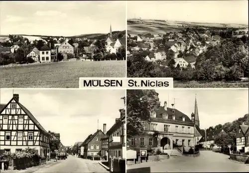 Ak St Niclas Mülsen Sachsen, Teilansichten, Straßenpartien