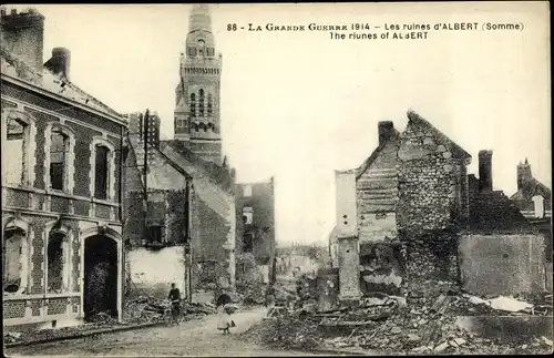 Ak Albert Somme, La Grande Guerre 1914, Les ruines, Kriegszerstörung I. WK