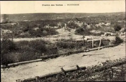 Ak Hurtebise Aisne, Chemin des Dames, Kampffeld