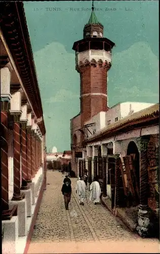 Ak Tunis Tunesien, Rue Sidi Ben Ziad, Minarett, Einheimische, Moschee