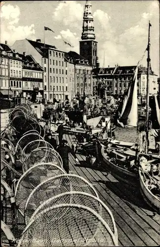 Ak København Kopenhagen Dänemark, Gammel Strand, Hafen, Boote