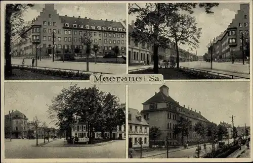 Ak Meerane in Sachsen, Straßenpartie, Ort, Gebäude