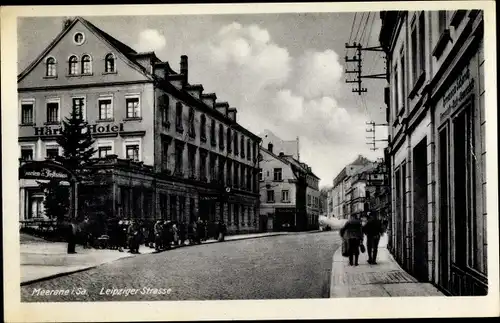 Ak Meerane in Sachsen, Leipziger Straße, Hotel