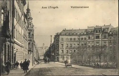 Ak Aue im Erzgebirge Sachsen, Wettiner Straße