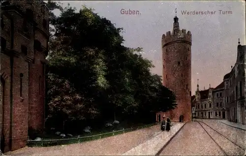 Ak Guben in der Niederlausitz, Werderscher Turm