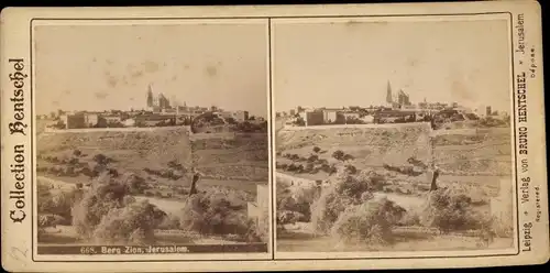 Stereo Foto Jerusalem Israel, Berg Zion, Collection Bruno Hentschel