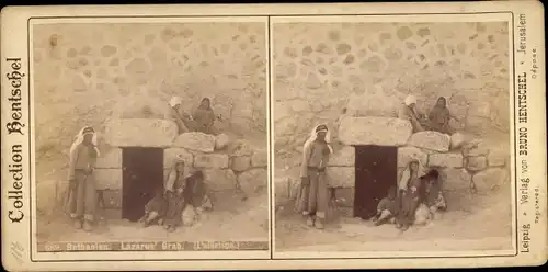 Stereo Foto Bethanien Israel, Lazarus Grab, Collection Bruno Hentschel