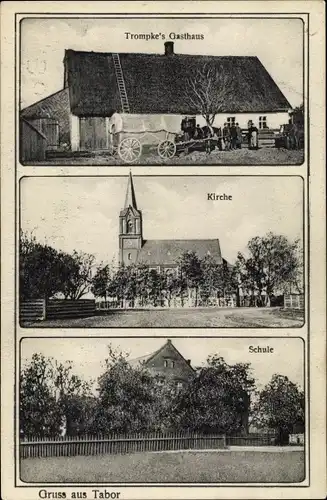 Ak Tábor Südböhmen, Trompkes Gasthaus, Kirche, Schule