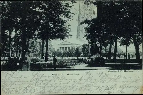 Mondschein Ak Hamburg Wandsbek, Marktplatz