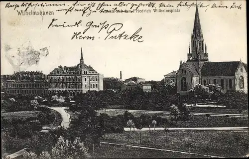 Ak Wilhelmshaven in Niedersachsen, Friedrich Wilhelms Platz, Kirche