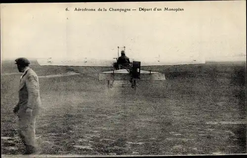 Ak Aerodrome de la Champagne, Depart d'un Monoplan, Flugzeug