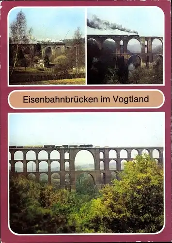 Ak Eisenbahnbrücken Vogtland, Lok 50 849, Lom 50, Syratalbrücke, Göltzschtalbrücke, Elstertalbrücke