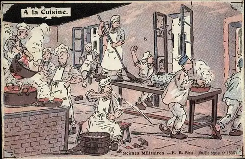 Ak Französische Soldaten in der Küche, Soldatenleben, A la Cuisine