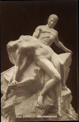 Ak Plastik von Prof. Berwald, Schiffbrüchige