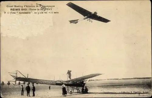 Ak Reims Marne, Grand Meeting d'Aviation de la Champagne 1910, Monoplan Antoinette, Bétheny