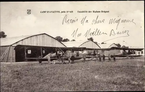 Ak Longvic Côte d’Or, Aviation, Escadrille des Biplans Bréguet, Doppeldecker