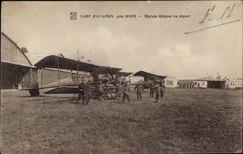 Ak Longvic Côte d’Or, Biplans Breguet au Depart, französische Militärflugzeug